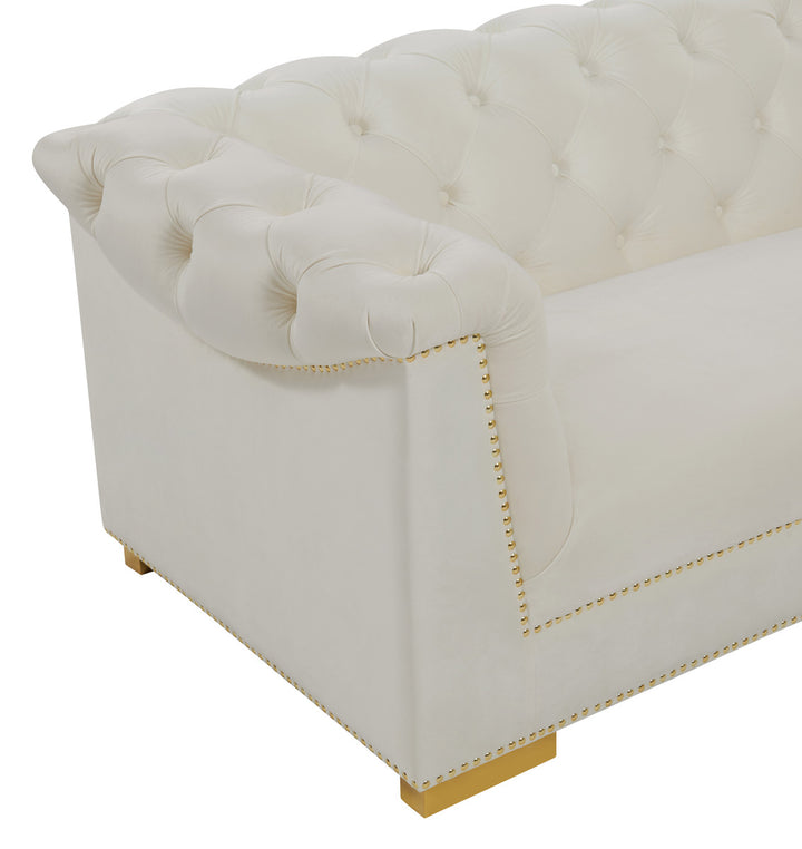 Willow Velvet Tufted Sofa - Cream