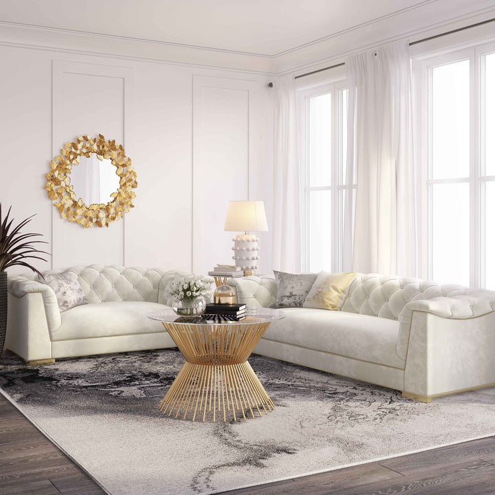 Willow Velvet Tufted Sofa - Cream