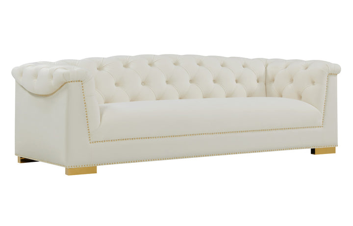 Willow Velvet Tufted Sofa - Cream