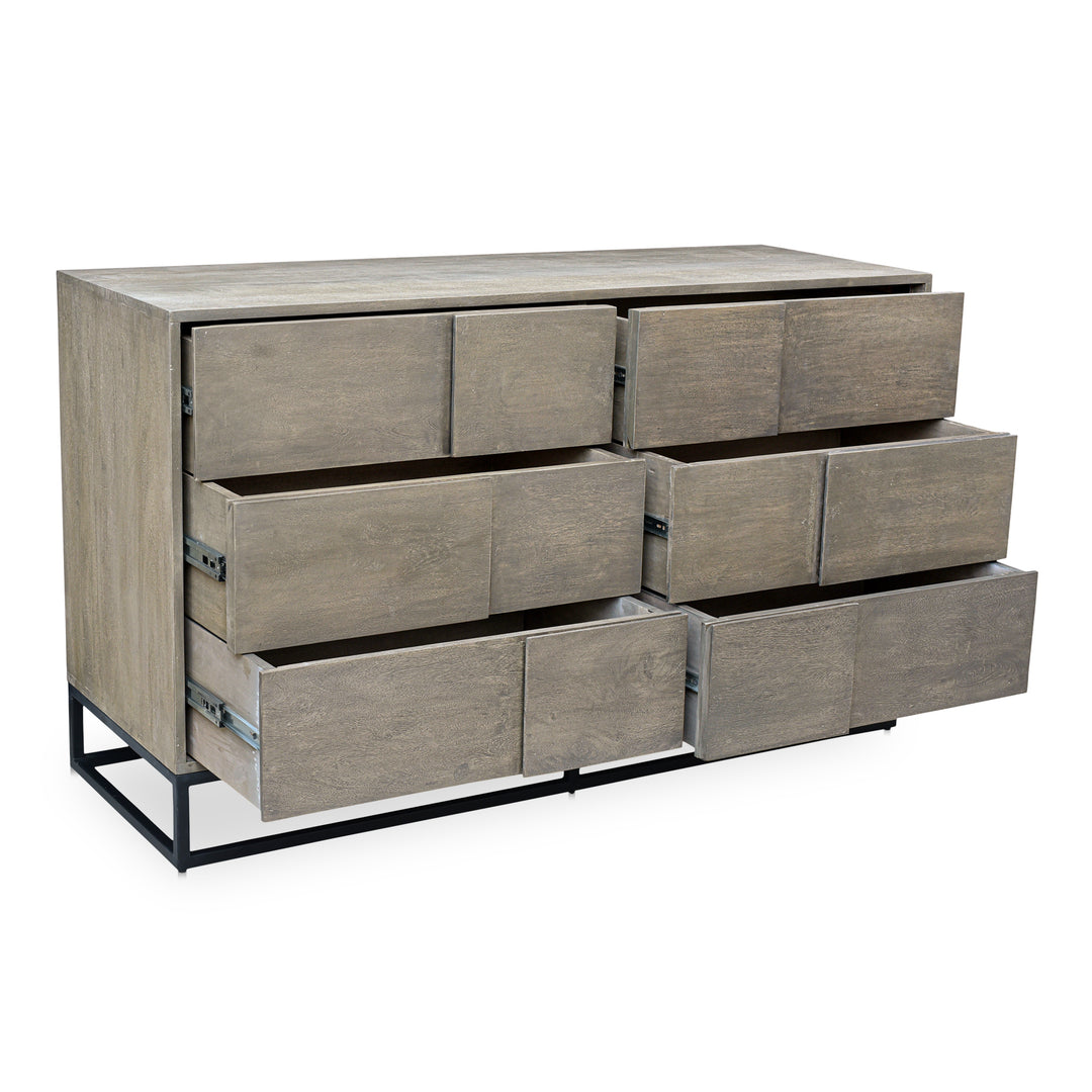 Modern Cubist Acacia Wood & Iron Dresser