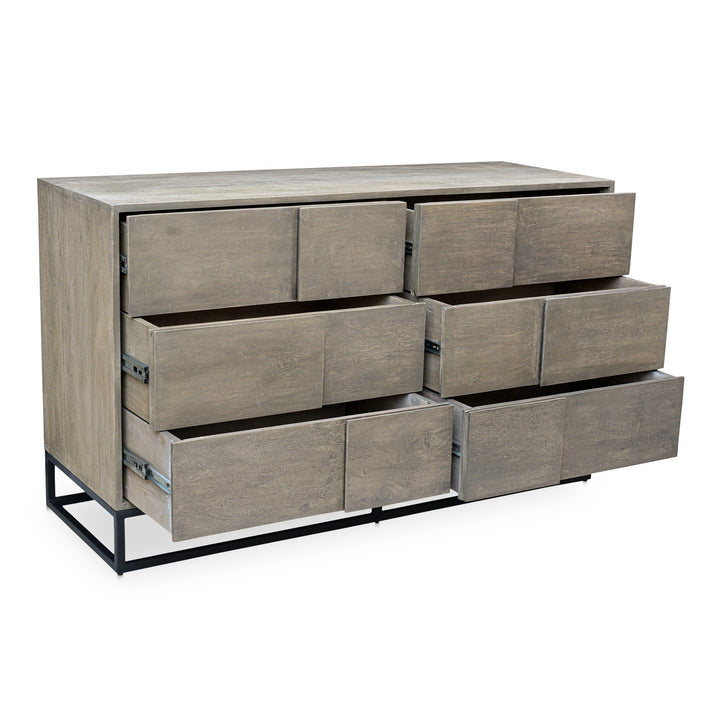 Modern Cubist Acacia Wood & Iron Dresser