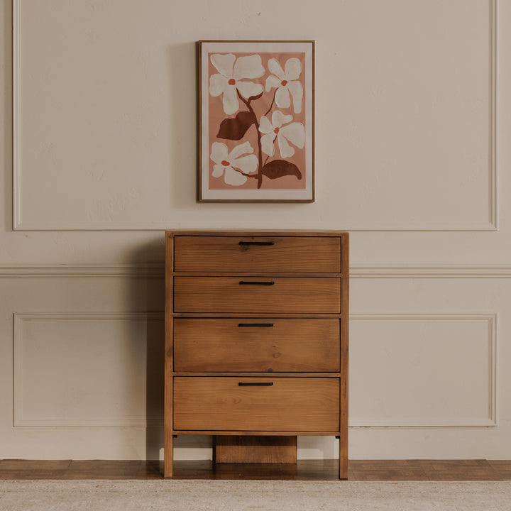 Modern Three-Legged Pine Drawer Chest