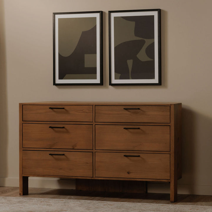 RetroChic Three-Legged Dresser with 6 Drawers