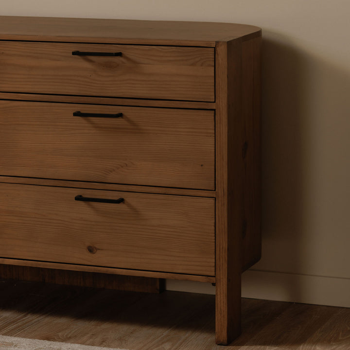 RetroChic Three-Legged Dresser with 6 Drawers