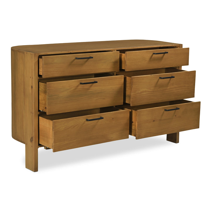 RetroChic Three-Legged Dresser with 6 Drawers