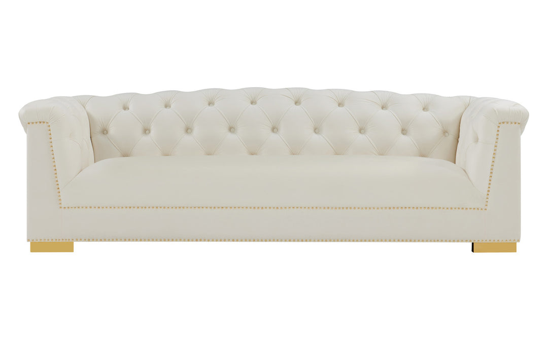 Willow Velvet Tufted Sofa - Cream