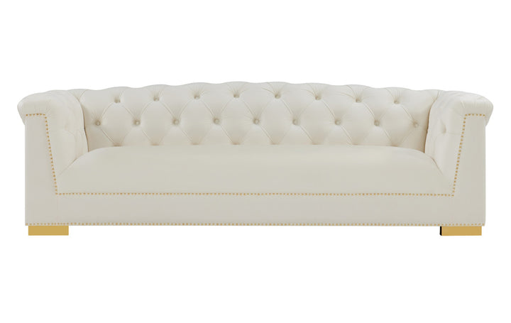 Willow Velvet Tufted Sofa - Cream