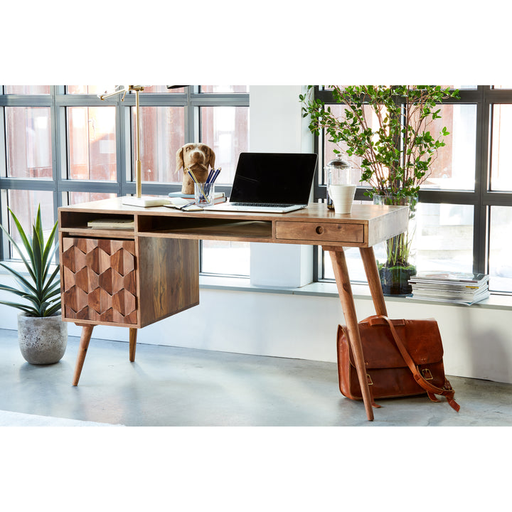 Sleek Ambidextrous Workstation in Solid Sheesham
