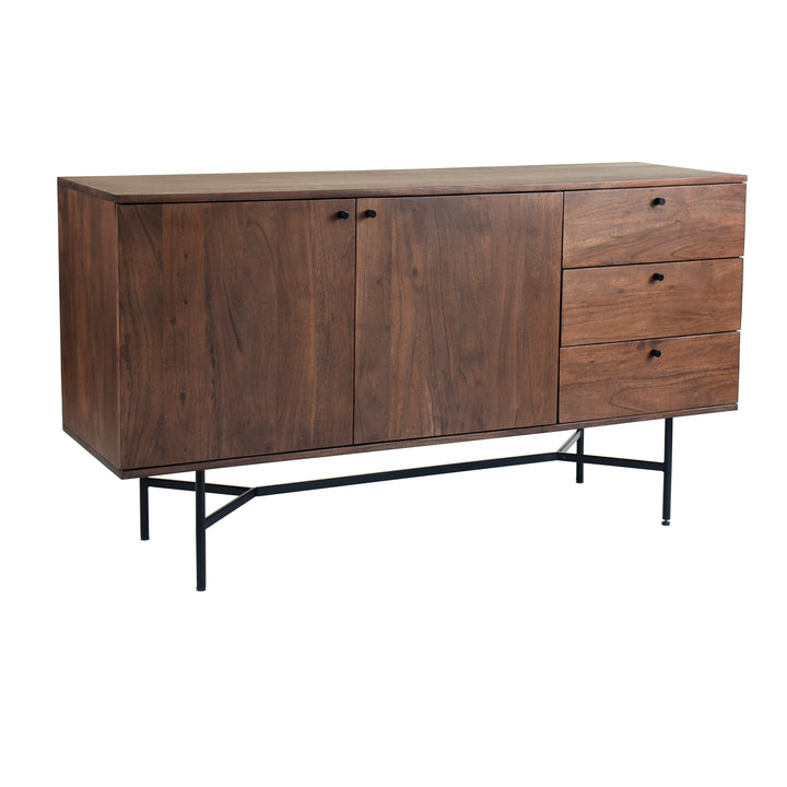 Industrial-Chic Acacia Wood Buffet