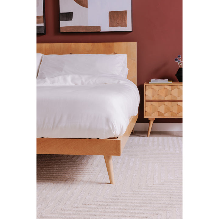 Vintage-Modern Solid Mango Wood Queen Bed with Elevated Design