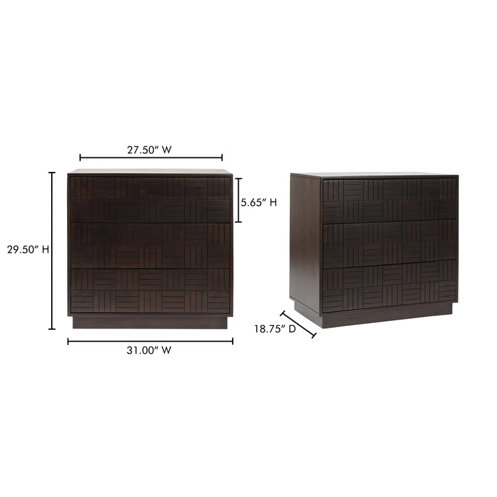 Parquet-Inspired 3-Drawer Nighstand