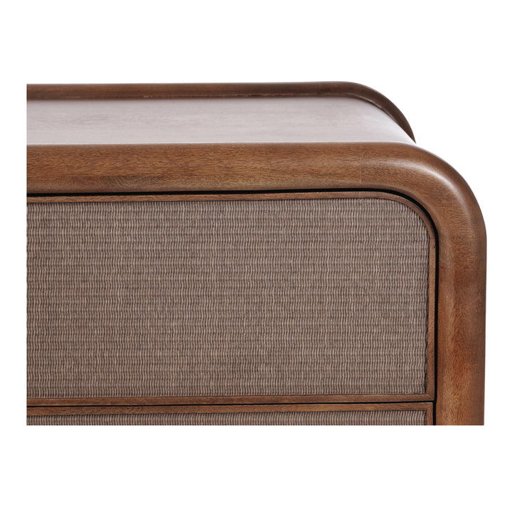 Artisanal Woven Nightstand with 3 Drawers