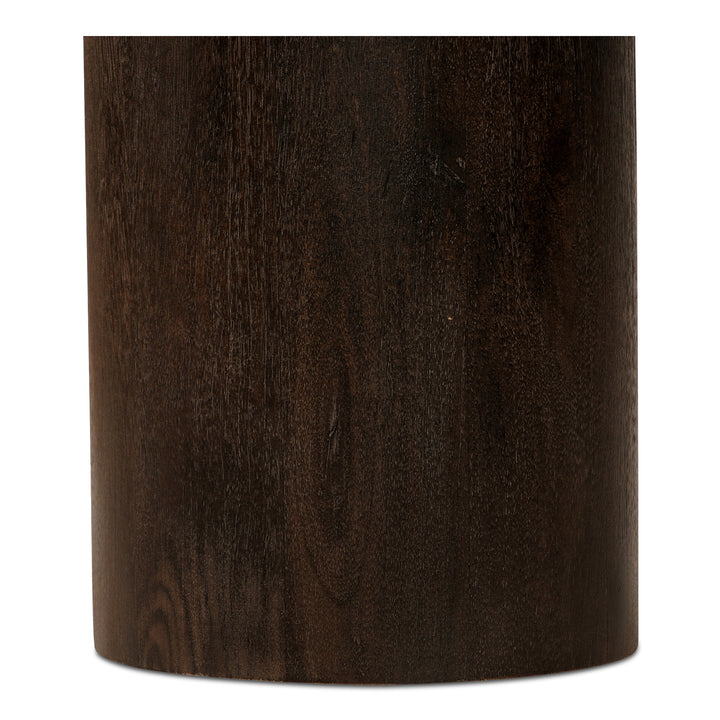 Artisanal Travertine & Mango Wood Round Side Table