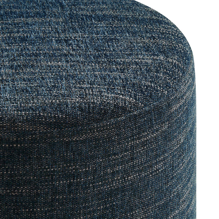 Jake 16" Round Upholstered Ottoman - Azure