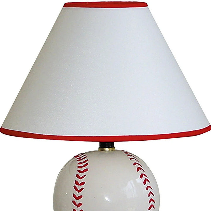 12" Ceramic Baseball Sports Table Lamp With Empire Shade
