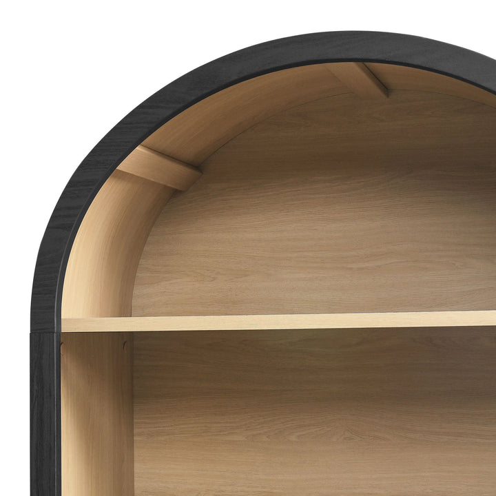 Evelyn Arched Wide Bookcase Display Cabinet - Black