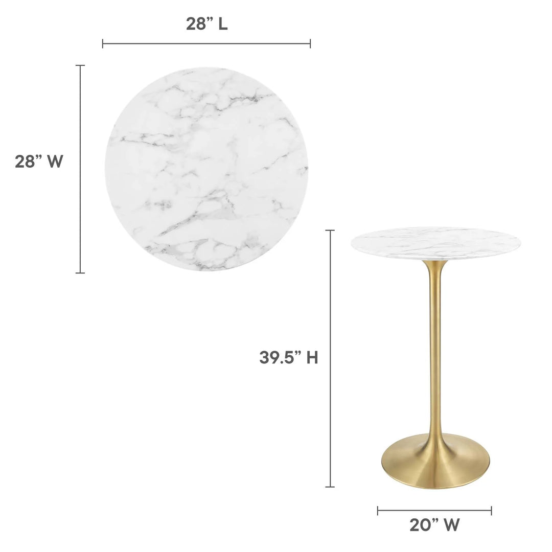 Pila 28" Round Artificial Marble Bar Table