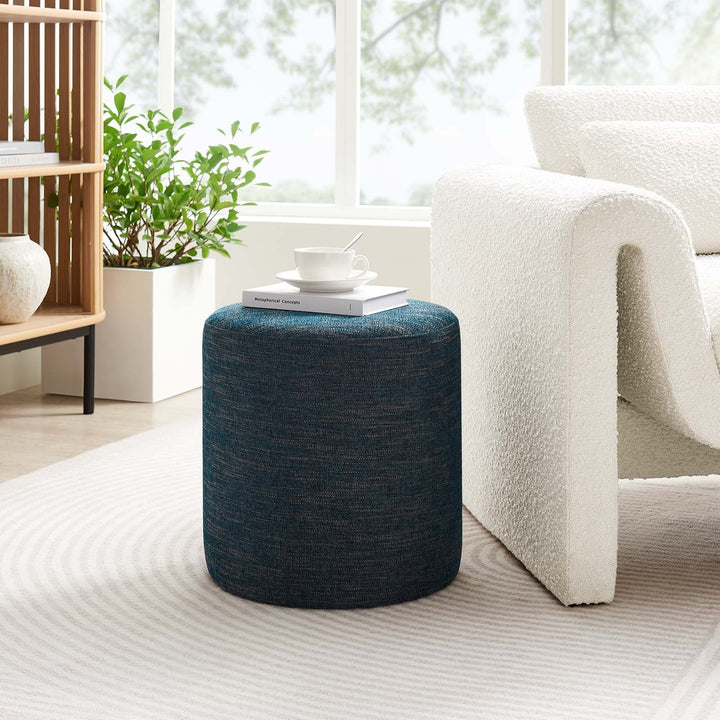 Jake 16" Round Upholstered Ottoman - Azure