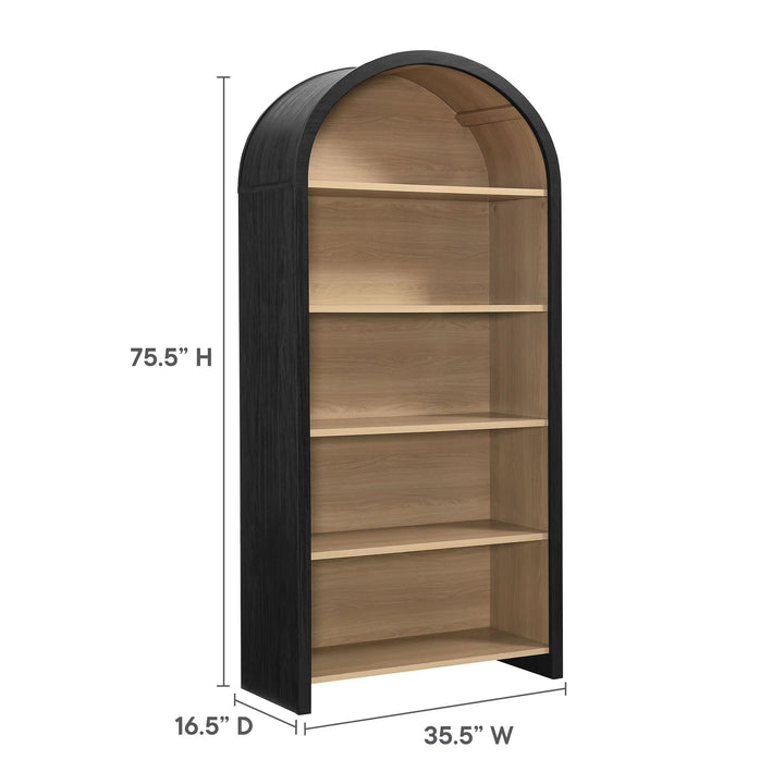 Evelyn Arched Wide Bookcase Display Cabinet - Black