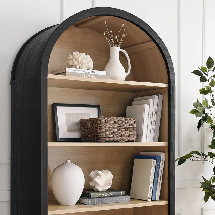 Evelyn Arched Wide Bookcase Display Cabinet - Black