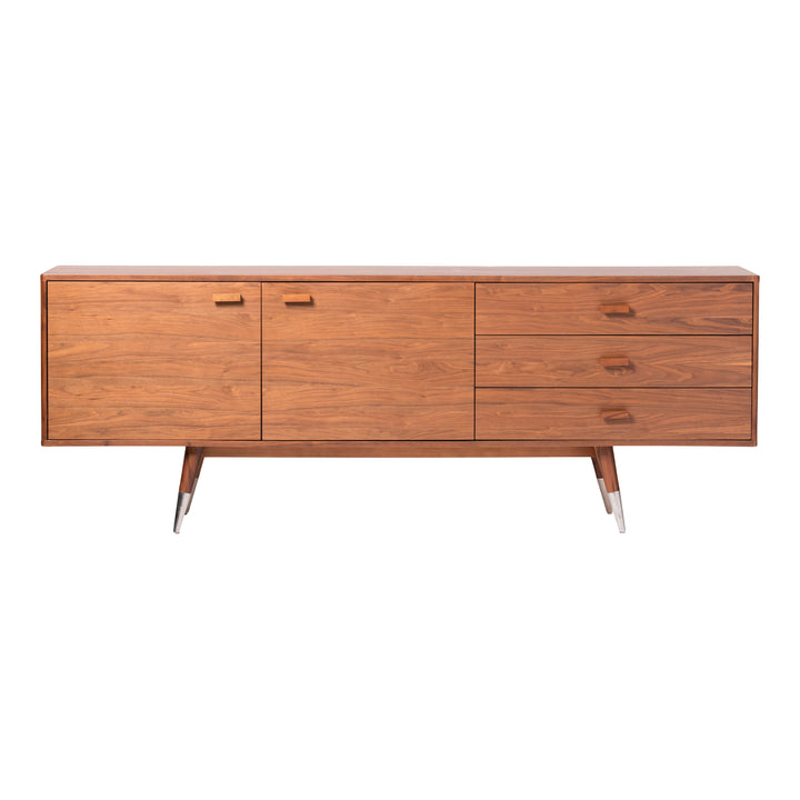 Retro Chic Walnut-Veneer Sideboard with Ample Storage