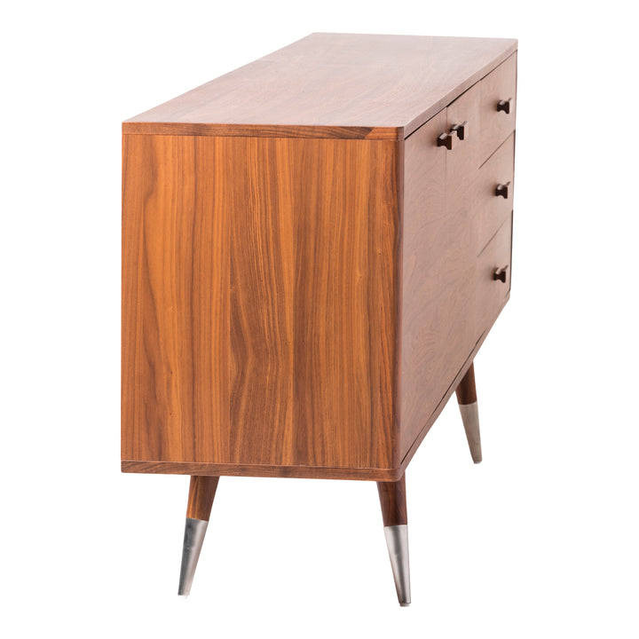 Retro Chic Walnut-Veneer Sideboard with Ample Storage