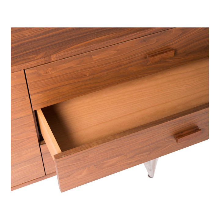 Retro Chic Walnut-Veneer Sideboard with Ample Storage