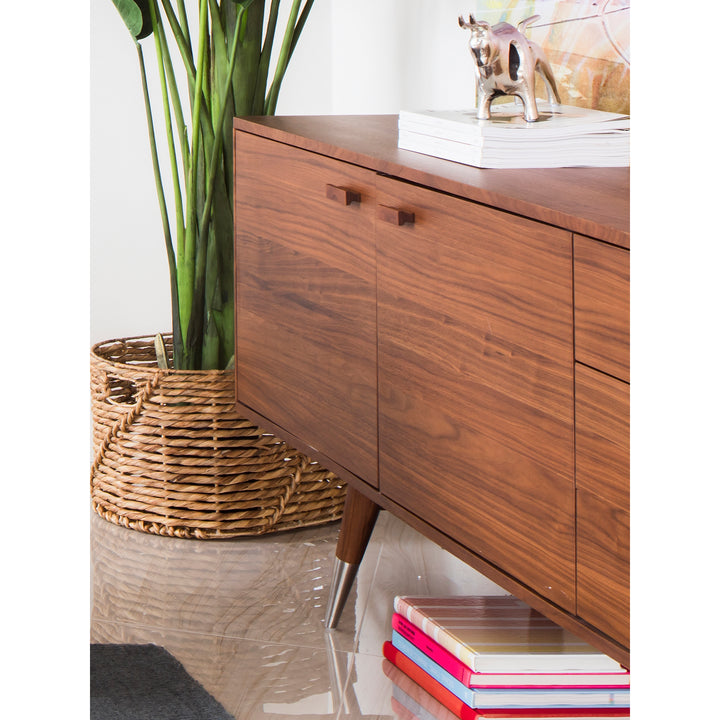 Retro Chic Walnut-Veneer Sideboard with Ample Storage
