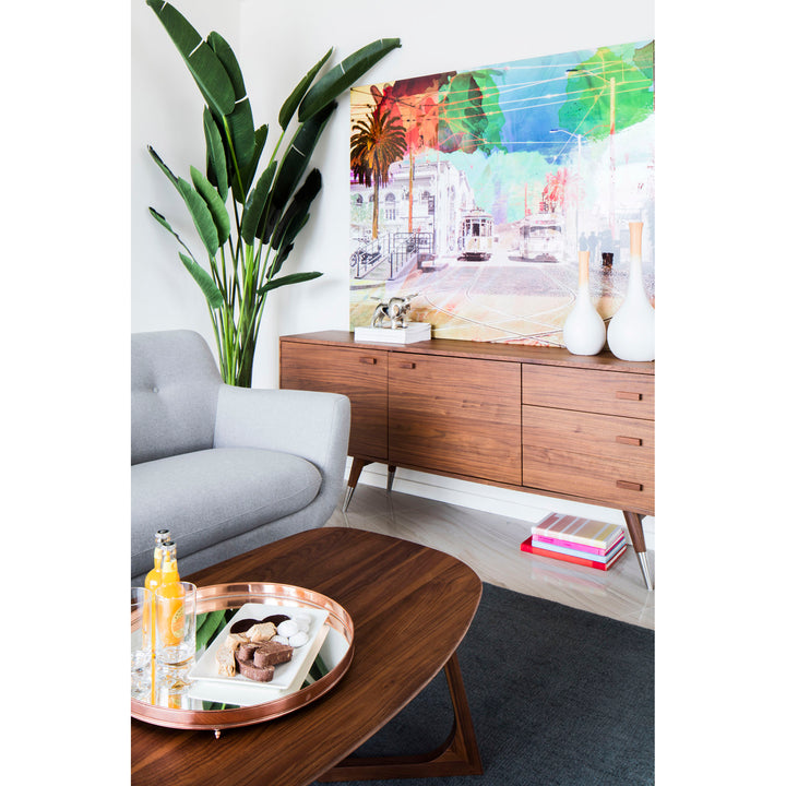 Retro Chic Walnut-Veneer Sideboard with Ample Storage