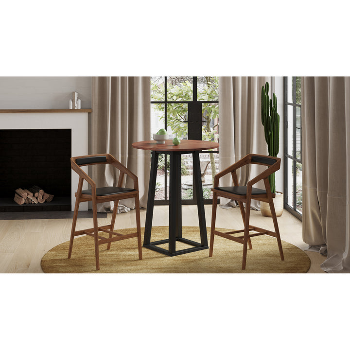 Retro-Chic Swivel Stool - Minimalist Oak Frame & Vegan Leather Seat