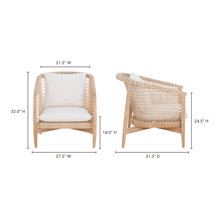 Panama-Inspired Teak Wood Outdoor Lounge Chair