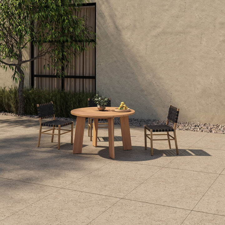 Modern Minimalist Outdoor Round Teak Dining Table