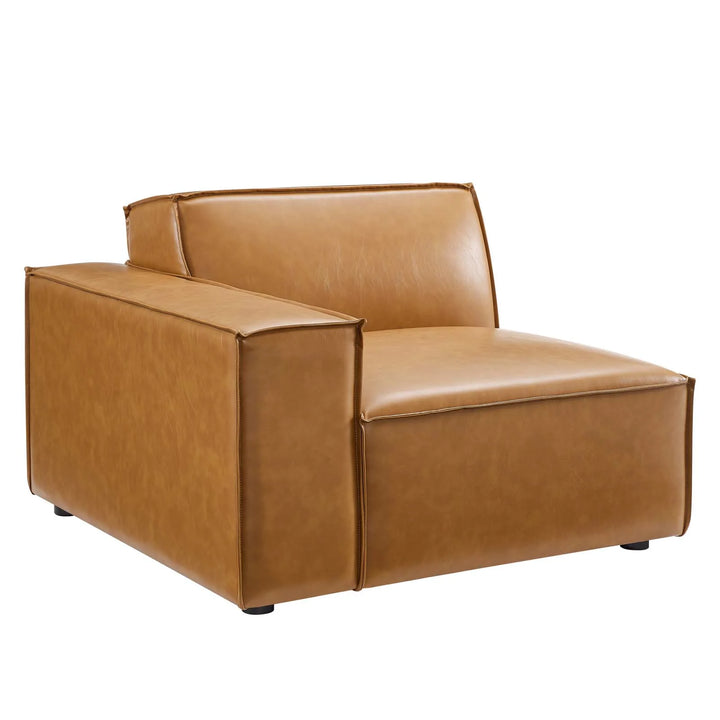 Tressor Left-Arm Vegan Leather Sectional Sofa Chair - Tan