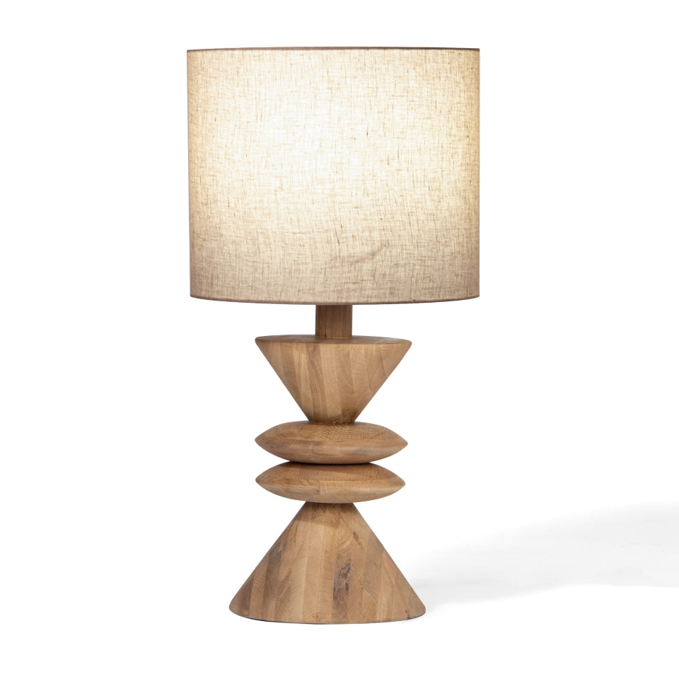 Sunset Grove Table Light - Artisanal Oak and Linen
