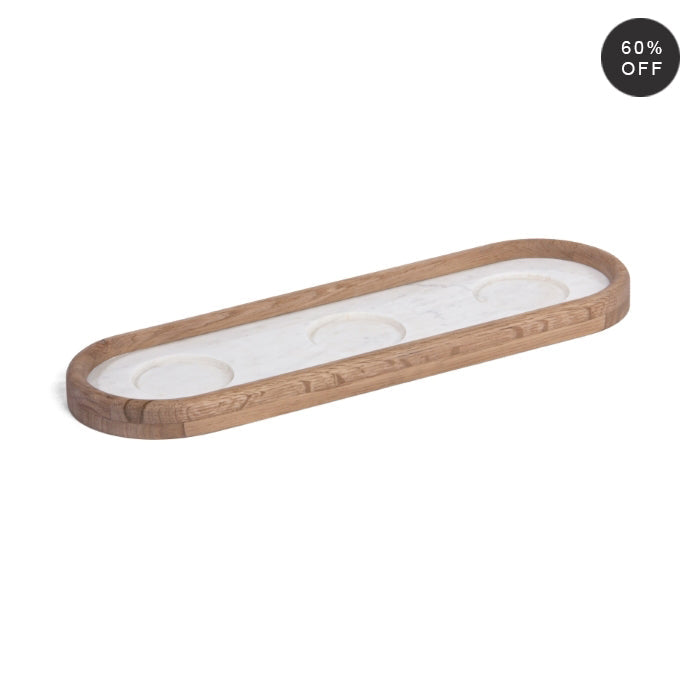 Modern Marble & Oak Candle Nest