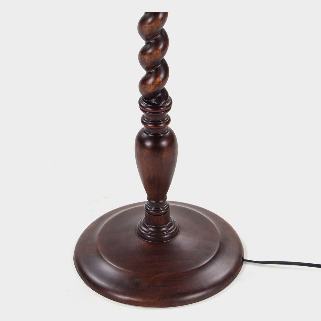 Swirl Acacia Wood & Linen Floor Lamp