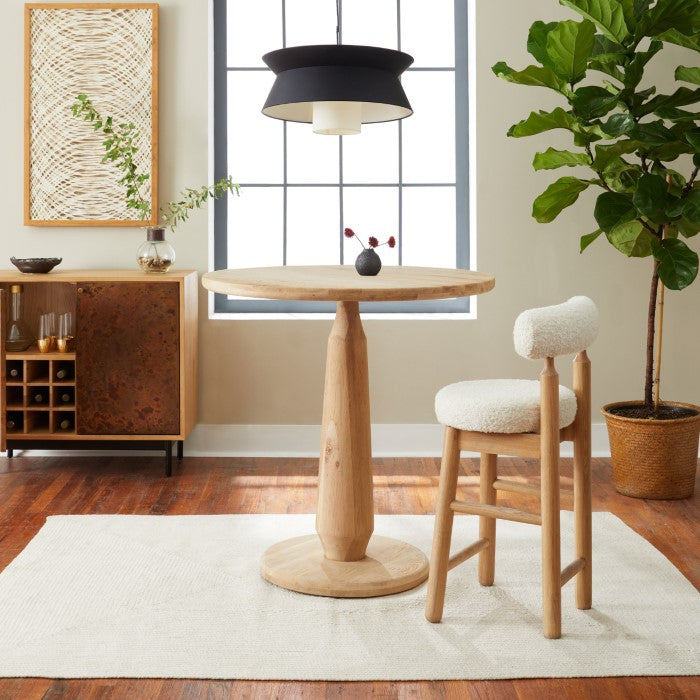 Sleek Oak Pedestal Counter Table - Natural Finish