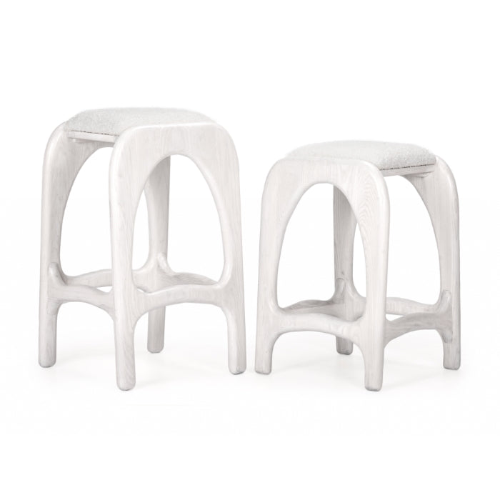 Archway Oak Counter Stool - Weathered Whitewash