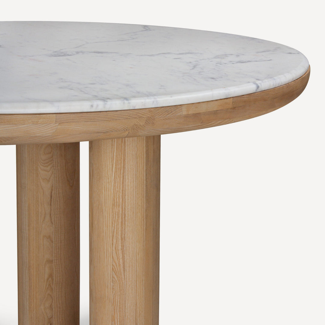 Streamlined Elegance Oak & Marble Round Dining Table