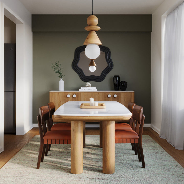 Geometric Elegance Oak & Marble Square Dining Table