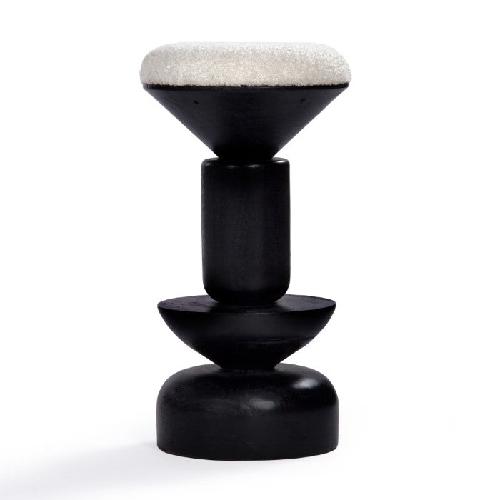 Geometric Charm Wooden Bar Stool - Charcoal Gray