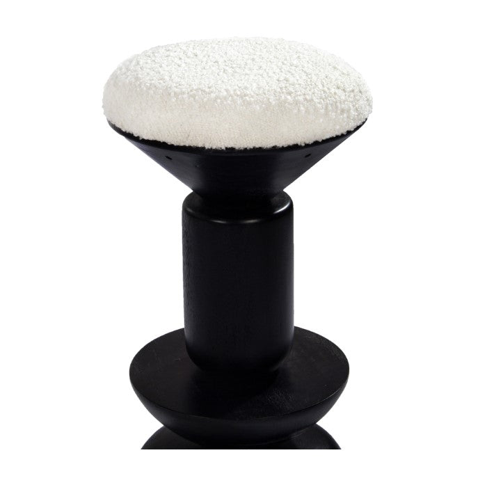 Geometric Charm Wooden Bar Stool - Charcoal Gray