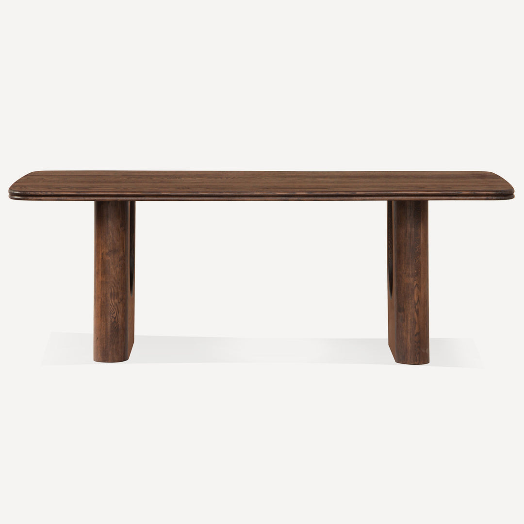 Artisanal Wave-Style Oak Dining Table - Rich Mud Brown