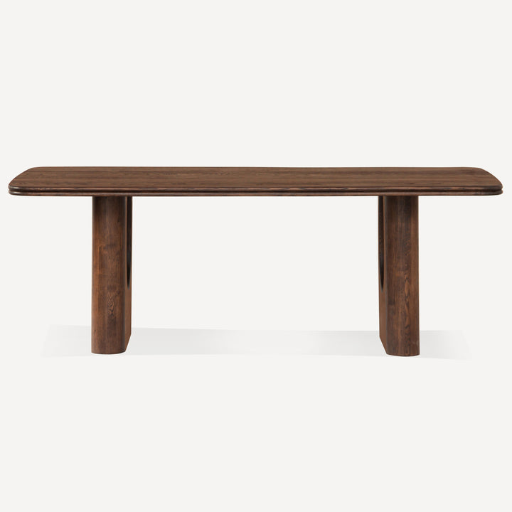 Artisanal Wave-Style Oak Dining Table - Rich Mud Brown