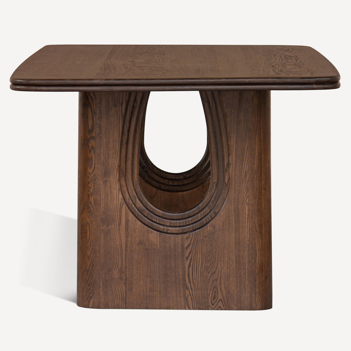 Artisanal Wave-Style Oak Dining Table - Rich Mud Brown