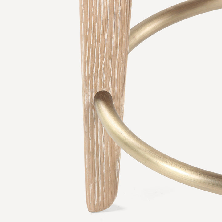 Modern Oak & Brass Bistro Stool