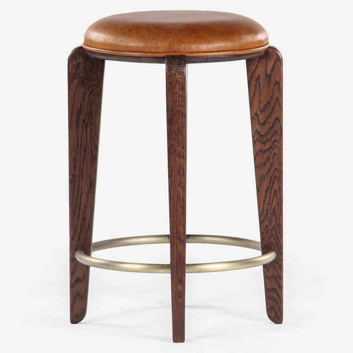 Urban Oak Counter Perch with Brass Footrest
