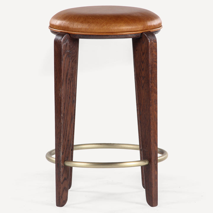 Urban Oak Counter Perch with Brass Footrest
