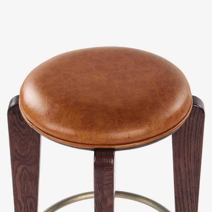 Urban Oak Counter Perch with Brass Footrest