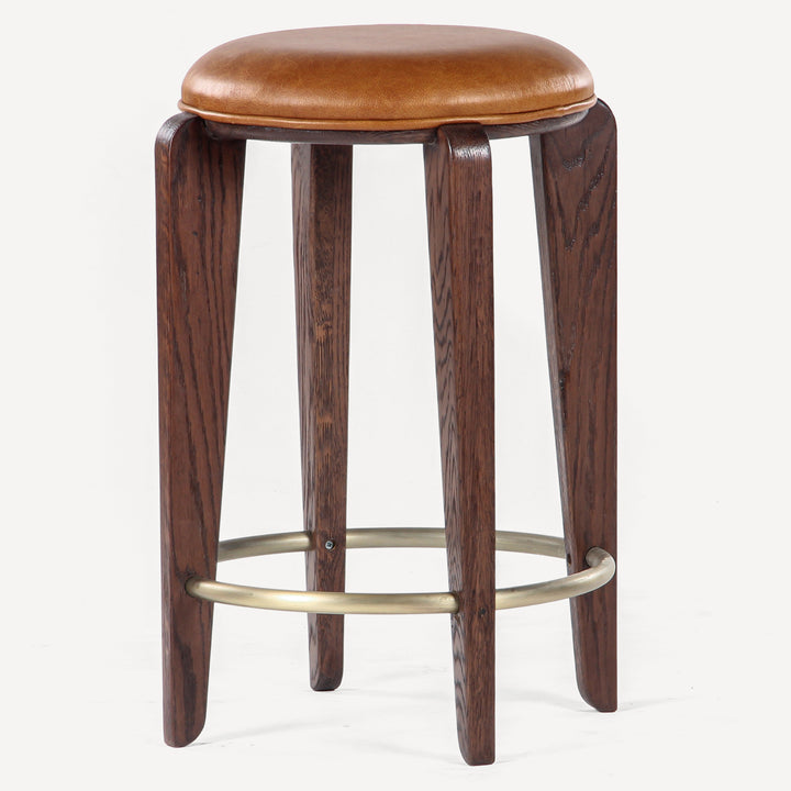 Urban Oak Counter Perch with Brass Footrest